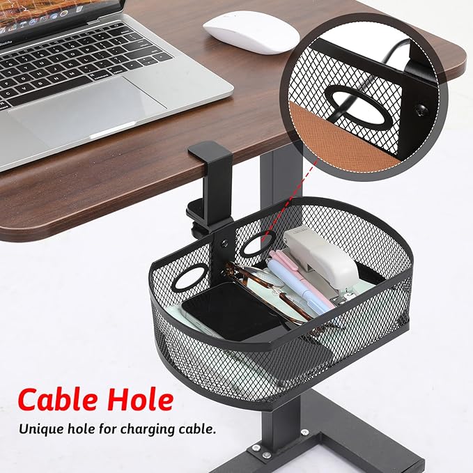 Under Desk Storage Drawer Organizer, Clamp on Under Table Shelf Hanging Desk Mount Tray Attachable Drawer Basket for Home Office Desktop Clutter Management Space Saving
