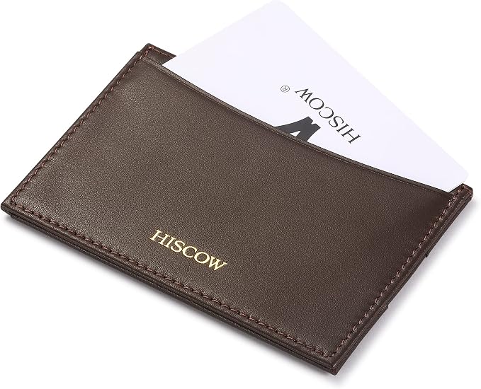 Leather Thin Card Holder, Slim ID Case Small Credit Card Wallet for Men & Women (Coffee)