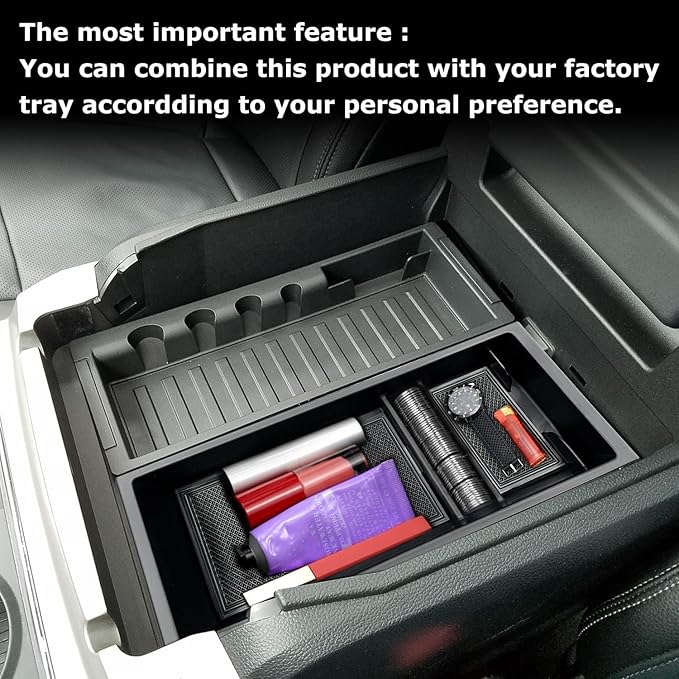 JOJOMARK Compatible with F150 2021 2022 2023 2024 2025, F150 Lightning 2022-2025 Accessories Center Console Tray Organizer Armrest Box Secondary Storage