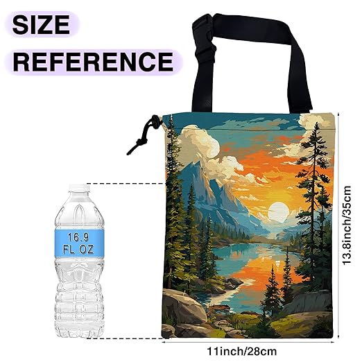 Car Trash Bag Hanging Sunrise Forest Mountain Lake Car Trash Can for Back Seat Waterproof Car Trash Bin with Adjustable Straps and Drawstring for Car Accessories Vehicle Travelling Camping