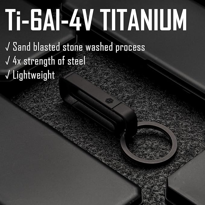 KeyUnity Titanium Key Holder Belt Clip, Double Side Carabiner Keychain For Men