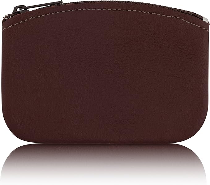 Genuine Leather Large Coin Purse for Women, Change Purse Zipper Wallet For Men Size 5x3 U.S.A. Made By Nabob Leather