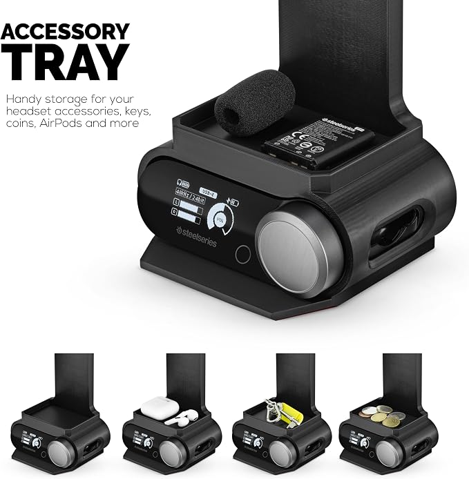 BRAINWAVZ Headphone Stand Designed for Steelseries Arctis Nova Pro, Elite and Pro Omni Wireless Headsets with Dock for the Wireless Base Station (HPS01)