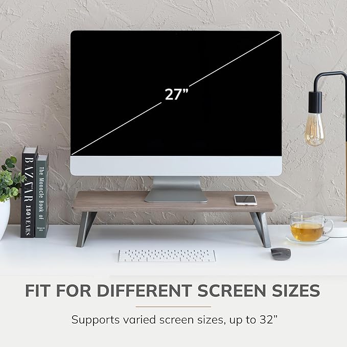 Anji Mountain Monitor Stand - Desktop Organizer & Laptop Riser, Ergonomic Monitor Riser, Space-Saving Monitor Stand for Desk, Durable Construction, Easy Assembly, Ideal for Home & Office,Biscotti