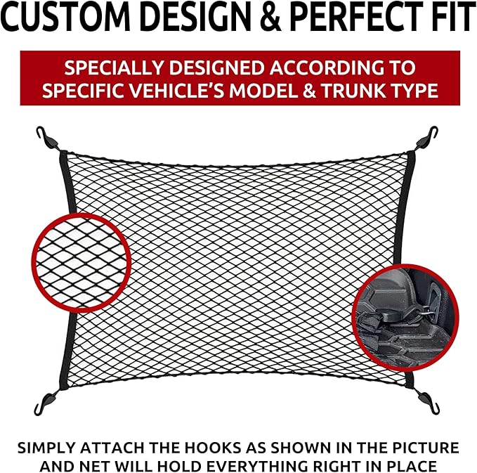 Floor Style Automotive Elastic Trunk Mesh Cargo Net for Subaru Crosstrek 2021-2024 - Premium Trunk Organizer and Storage - Luggage Net for Crossover - Car Organizer for Subaru Crosstrek