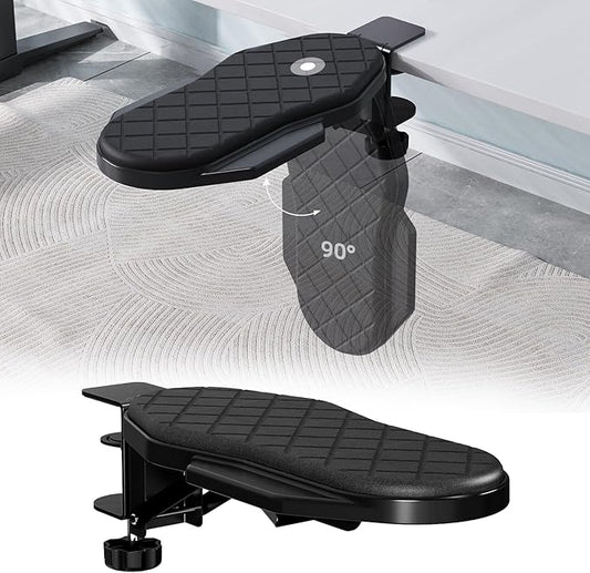 CABTE Ergonomics Desk Extender Tray, Table Mount Arm Wrist Rest Shelf, 90° Foldable Elbow Arm Support,Foldable, Swivel, Computer Desk Extender Tray for Home and Office (Foldable Model)