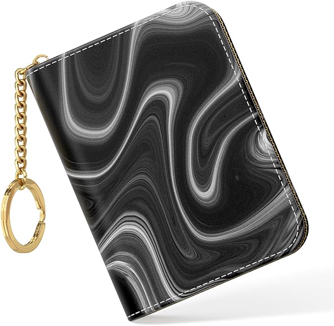 Nipichsha Women's RFID Blocking Small Leather Card Wallet, Abstract Contour, 4.33 x 3.15 in