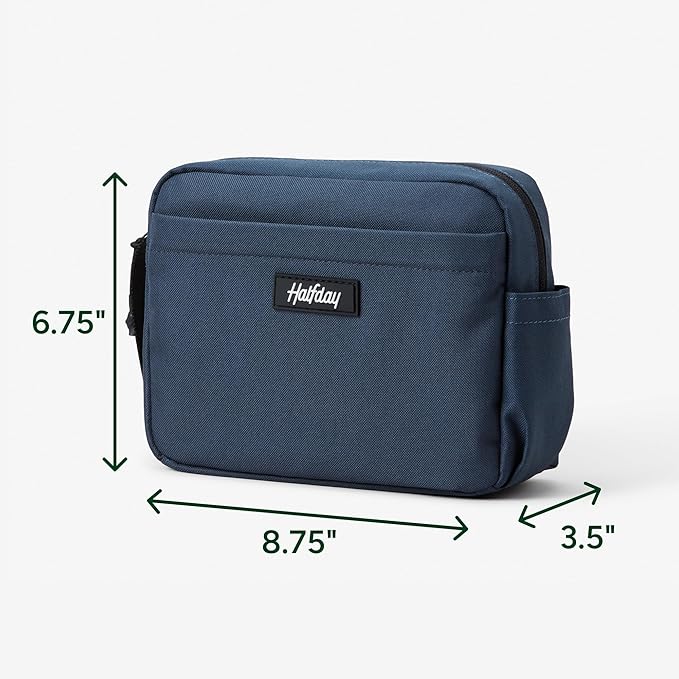 Halfday Sidecar Toiletry Bag: Travel Organizer for Men & Women with Waterproof Pouch, Mesh Pockets, Toothbrush Holder, Hanging Loop (Lightweight, Durable, Water-Resistant), Marine