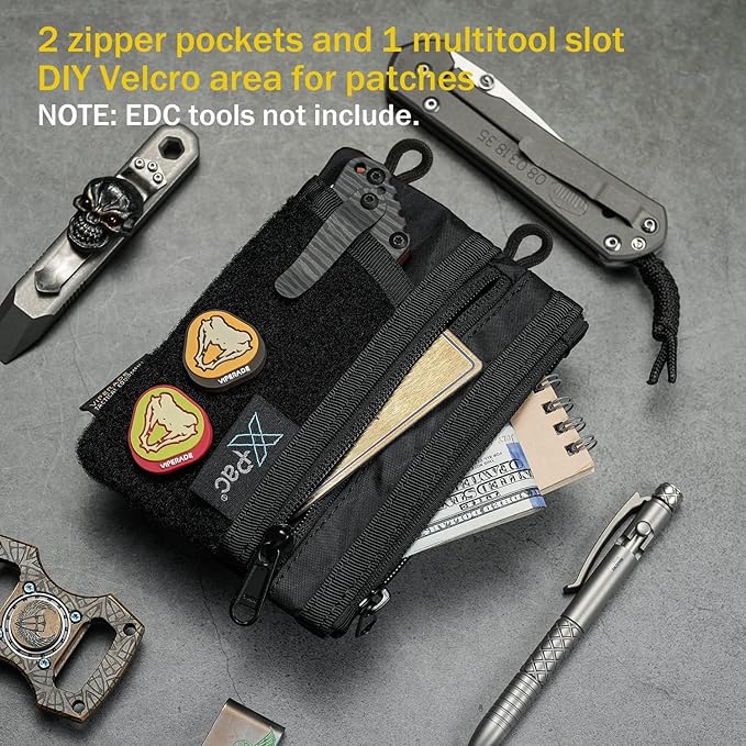 VIPERADE VE16 Pocket Organizer, EDC Pouch for Men, 7 Pockets EDC Pocket Organizer EDC Pouch for Everyday Carry, Multitool Pocket Pouch Wallet for EDC Gears, Pocket Pouch for Men