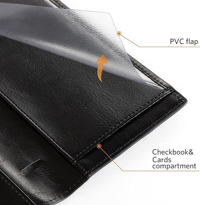 CoBak Checkbook Cover - RFID Blocking, Classic Design for Personal and Business Checks, Slim Durable PU Leather Case