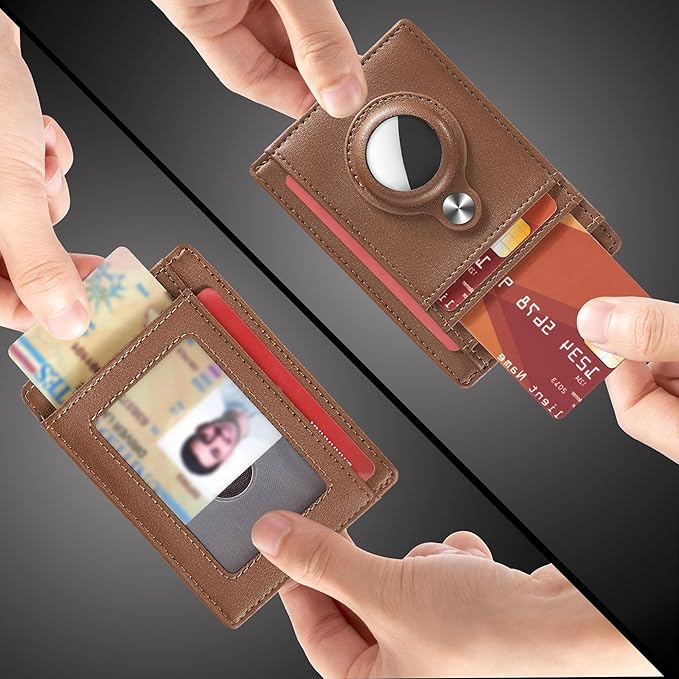 Hawanik Slim Minimalist Front Pocket Air Tag Wallet, RFID Blocking Card Holder Wallet with Airtag Holder