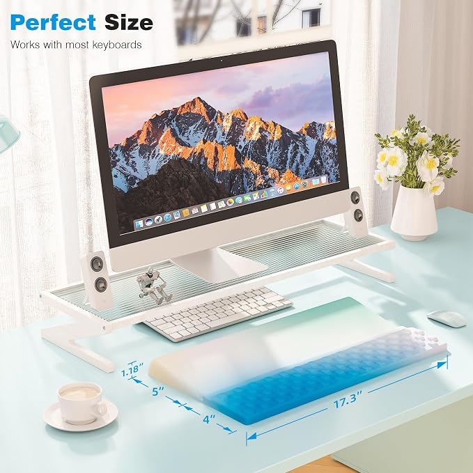 Ospelelf Keyboard Wrist Rest, Ergonomic Memory Foam Wrist Support for Typing & Gaming, Tilted Keyboard Pad, Aesthetic Desk Accessories for Office, Relief for Carpal Tunnel & Wrist Pain, Blue