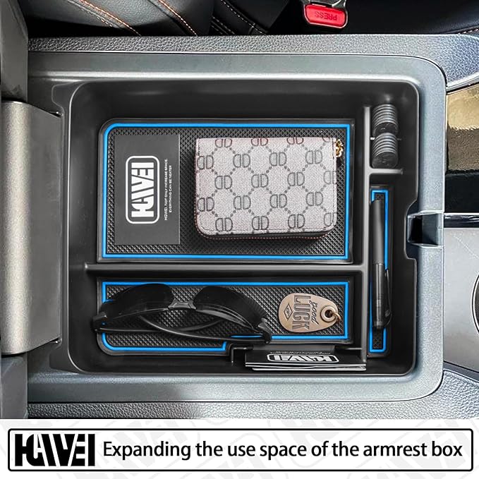 HGWEI Center Console Organizer Compatible with Honda Pilot 2023 2024 2025 2026 and Ridgeline/Passport 2024 2025 2026 Interior Accessories Insert Armrest Storage Box Tray, Blue