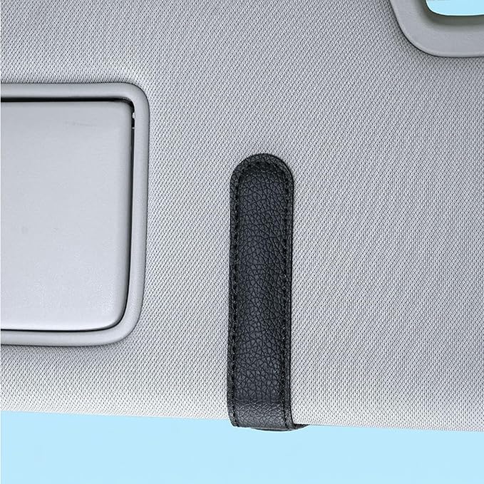 Leather Sunglasses Holder for Car Sun Visor, Eyeglass Hanger Clip Magnetic for Vehicle Sunglasses Hanging Ticket Card Clip, for Different Eyeglasses, Black, 2Pack | Eyeglass Hanger Clip, Magnetic, Ticket Card Clip, Different Eyeglasses