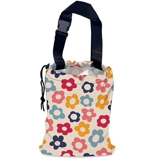 Groovy Flowers Car Garbage Bag,Waterproof Small Car Trash Bag Hanging Back of Seat,Drawstring Hanging Car Trash Bag with Adjustable Buckle for Car Accessories