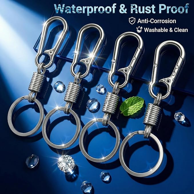 4 Pack Heavy Duty Carabiner Keychain Clip 4 Pack, Spring Loaded Zinc Alloy Quick Release Key Ring Holder for EDC Commute Dog Walking Gym Hiking Workshop Travel