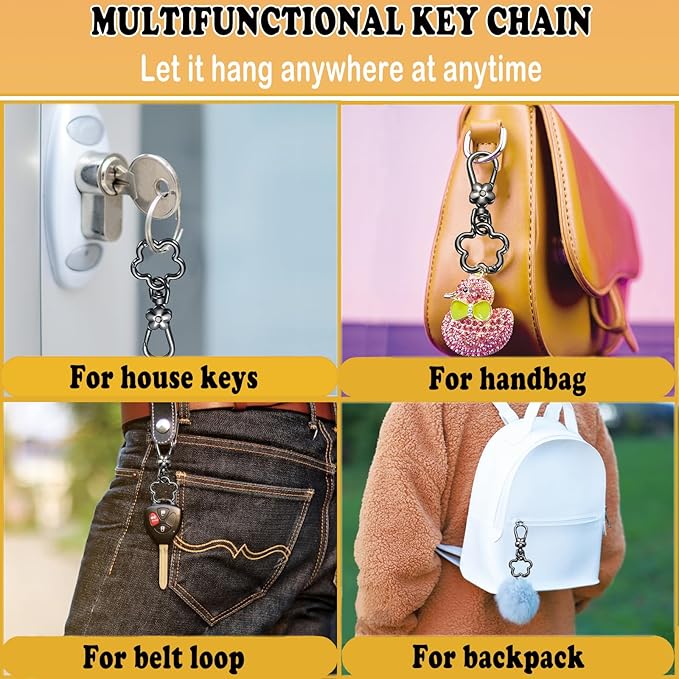 Metal Keychains for Women Men, 2PCS Cute Flower Shape Quick Release Key Chain Bag Charms Car Keychain Holder Clip