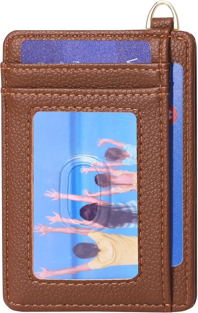 Badiya Credit Card Holder Slim Minimalist Wallet, Front Pocket Purse RFID Blocking Wallet Compact Card Case with ID Window for Women & Men