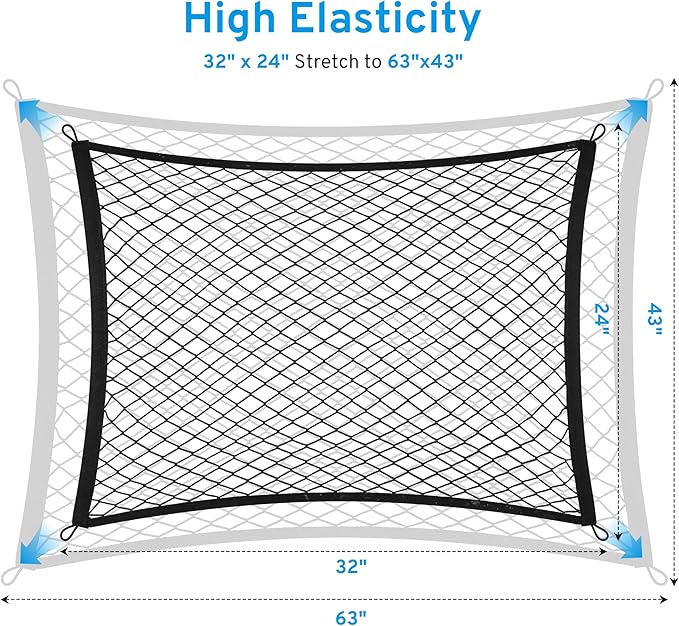Cargo Net for SUV Rear Trunk Bed Compatible with Mercedes Benz GLC 300 GLA GLB 250 GLE GLS 350 450 2000-2025 2026 Accessories Elastic Netting Cover Net Stretchable Mesh Organizer