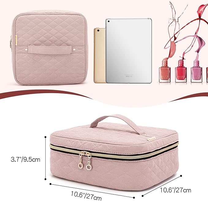 Yarwo Nail Polish Carrying Bag Holds 36 Bottles (15ml/0.5 fl.oz), Travel Storage Organizer for Nail Polish and Manicure Accessories, Dusty Rose
