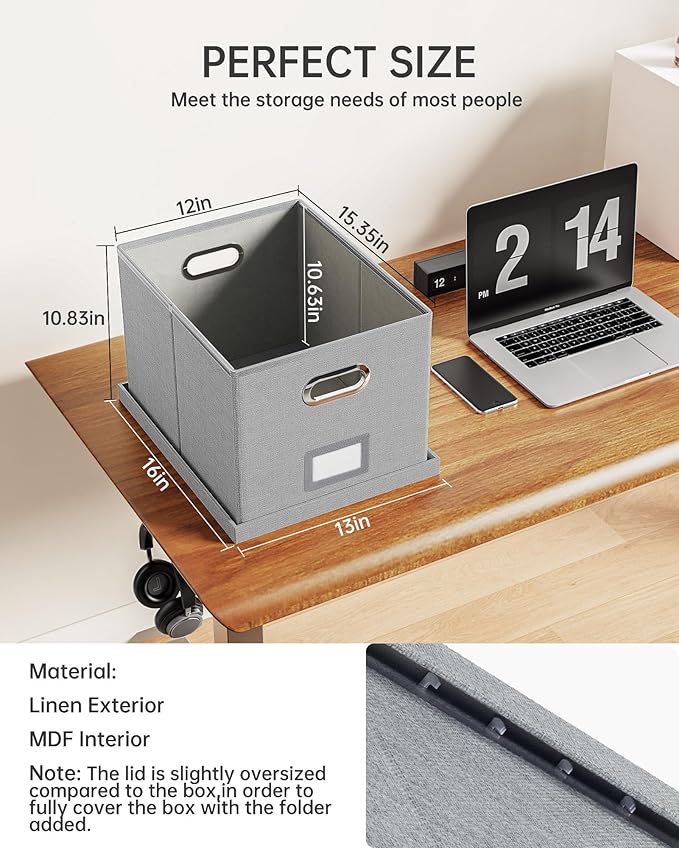 Oterri File Organizer, File Box, File Cabinet for Letter File Folder Storage, Hanging File Organizer for Office/Decor/Home,Document Organizer, 1 Pack,Gray-Box Only