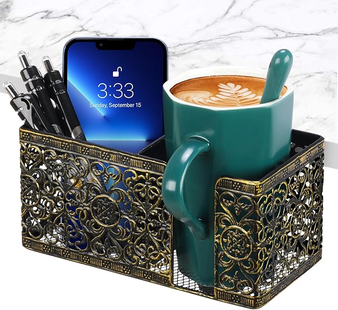 Desk Organizer Clip on Desk Cup Holder Pencil Holder for Desk Storage Beverages Phone Holder Desk Organizer and Accessories Office School Home