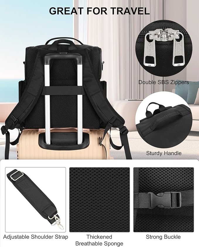 Relavel Tattoo Backpack with 6 Removable Pouches, Tattoo Travel Case with 3 Detachable Dividers, Waterproof Tattoo Carrying Case for Stencil Printer, Equipment and Supplies - Black