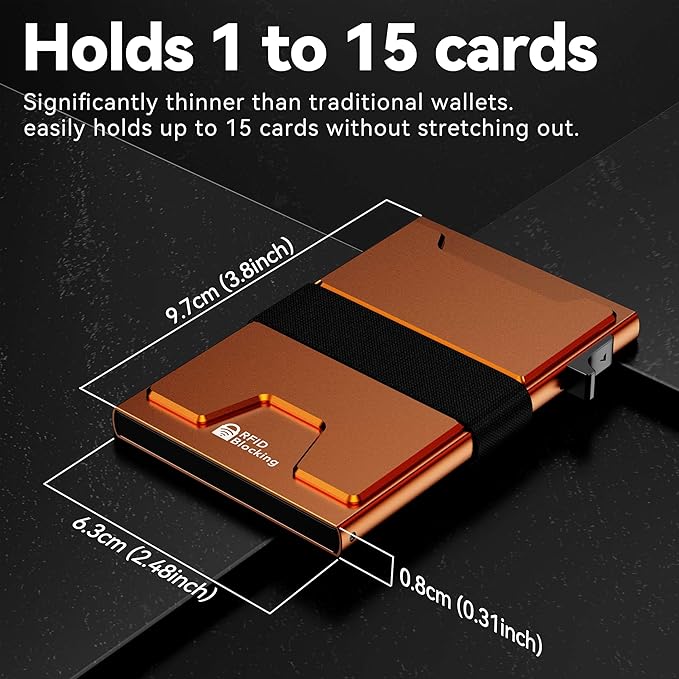 furid Smart Card Wallet for Men Slim: Minimalist Wallets RFID Blocking - Metal Pop Up Front Pocket Business Card Holder - Gift Boxed for Him Stocking Stuffers