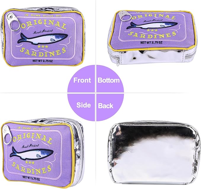 Canned Sardines Makeup Bag, Canned Sardines Style Toiletry Bag Cute Travel Bag Creative Cute Makeup Bag Aesthetic Toiletry Bag for Women