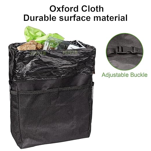 Car Trash Can 3.5 Gallons Ultra Large Car Trash Bag Hanging, Capacity Organizer and Storage with Adjustable Straps, Leakproof Lining and Spring Frame Closure for Interior Stuff Storage