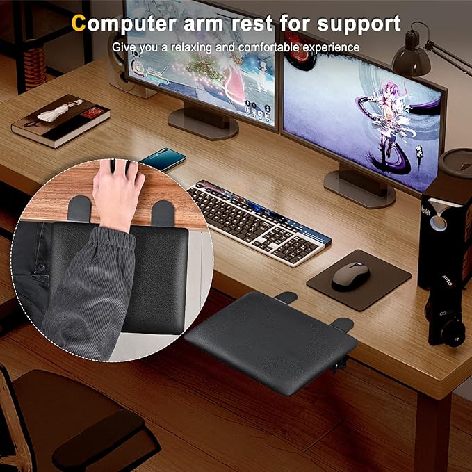 arm Rest for Desk Adjustable Arm Rest Support for arm Support for Computer Desk Ergonomic Desk Extender Rotating Mouse Pad Holder for Table Office Chair Desk