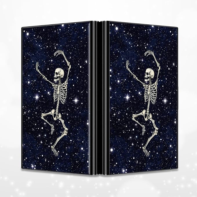 Slim Credit Card Holder, Dance Skull Skeleton RFID Blocking Metal Wallet for Men & Women, Aluminum Minimalist Hard Case Pocket-Sized Business Cards Organizer (Fits Up to 10 Cards)
