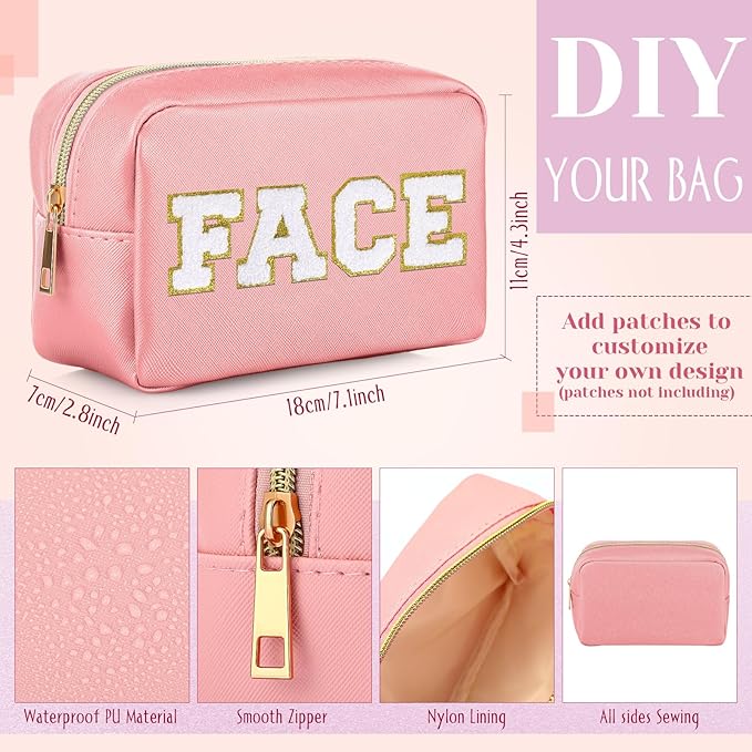 Sweetude 10 Pcs Makeup Bag Bulk for Women Preppy Gift PU Leather Cosmetic Bag Small Skincare Toiletry Pouch Mother Travel Cosmetic Pouch for Bridesmaid Bride Wedding Gift Favors (Pink and Purple)