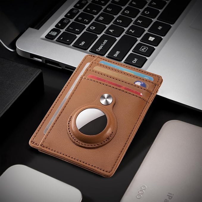 Slim Minimalist Front Pocket Air Tag Wallet, RFID Blocking Card Holder Wallet with Airtag Holder