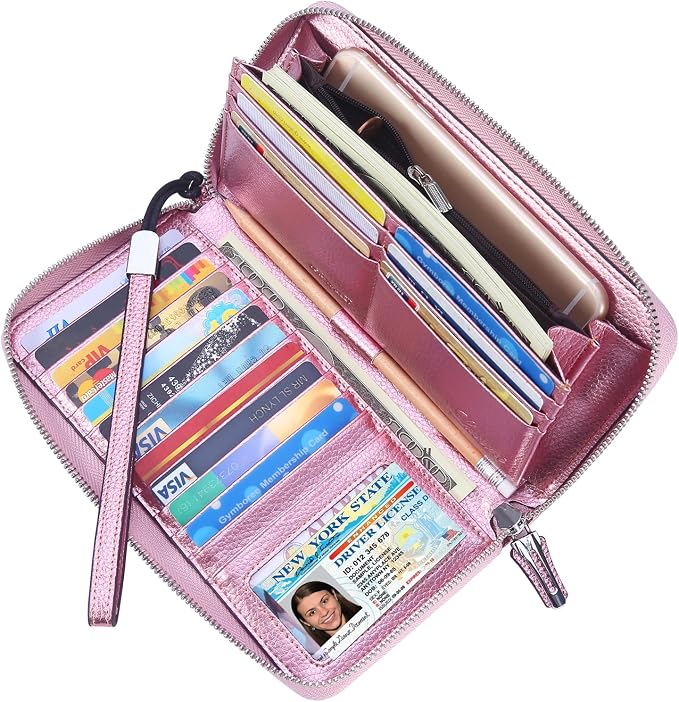 Lavemi Small Compact Women Wallet RFID Blocking Genuine Leather Bifold Purse with ID Windows