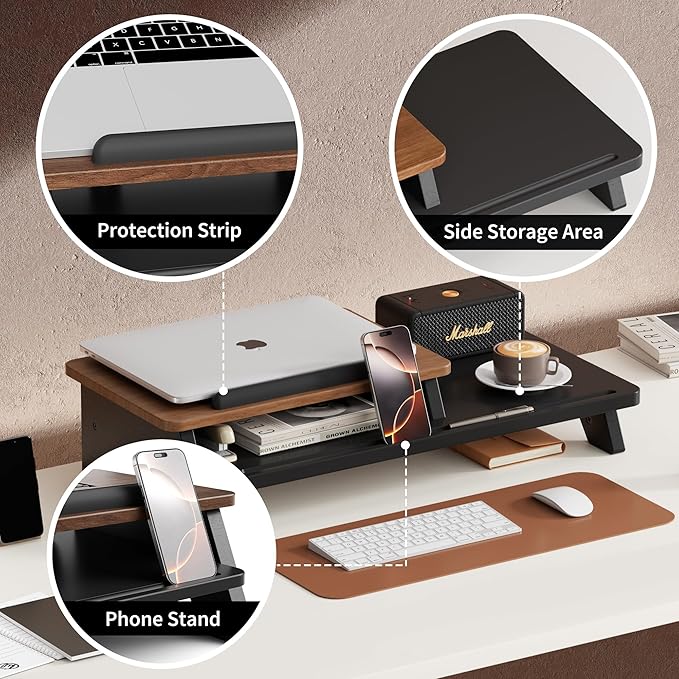 Adjustable Laptop Stand 2-Tier Riser Holder,Ventilated Cooling Ergonomic Computer Desk Organizer Accessories for 10-15.6" Notebook,Desktop Storage Compatible with MacBook,Dell,HP,Lenovo