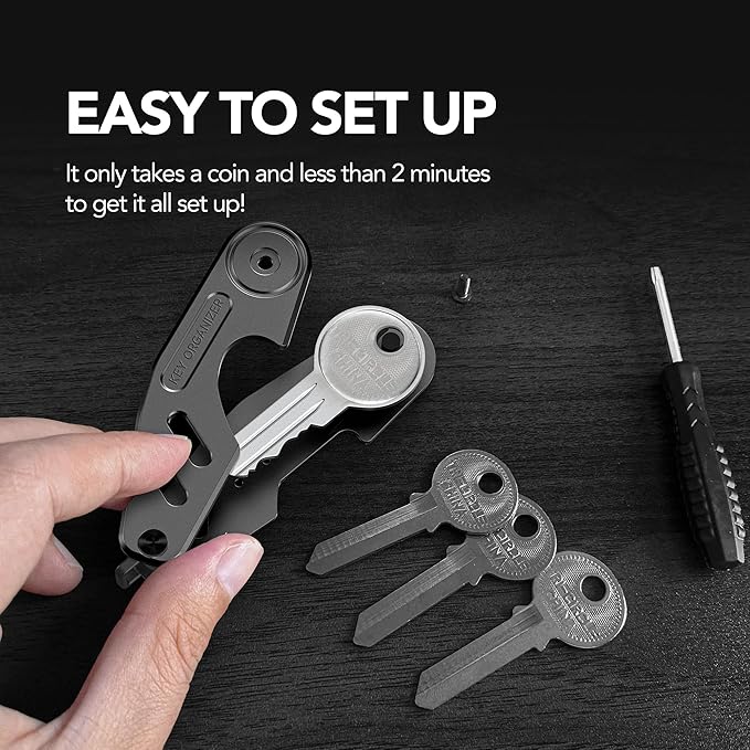 Key Organizer Compact Key Holder, Minimalist Clutter-Free EDC Smart Keychains, Metal Car Key Chain Secures 2-6 keys