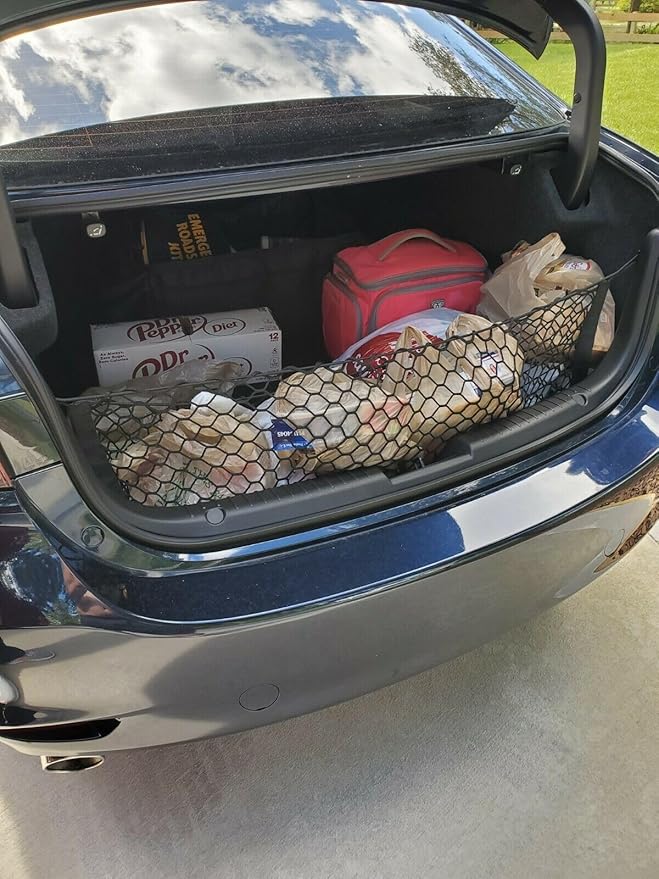 Rear Trunk Organizer Cargo Net for Mazda 6 2014-2021– Envelope Style Cargo Net for Sedan - Premium Mesh Elastic Car Trunk Organizer Vehicle Carrier Storage - Compatible with MAZDA6