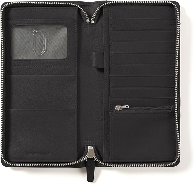 Leatherology Black Onyx Full Grain Leather Zip Around Travel Wallet – RFID Passport Organizer for Cards, Cash & Travel Documents