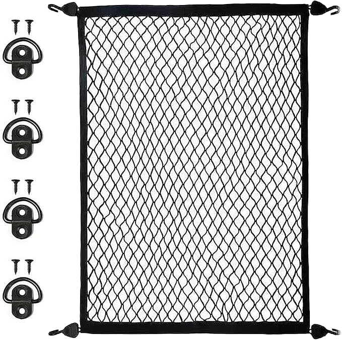 Elastic Cargo Net for Trunk SUV, Stretchable Mesh Truck Organizer, 31.5'' x 23.6'', Pickup Truck Bed Net with Hooks, Storage Luggage Cover for Car, Travel Essentials