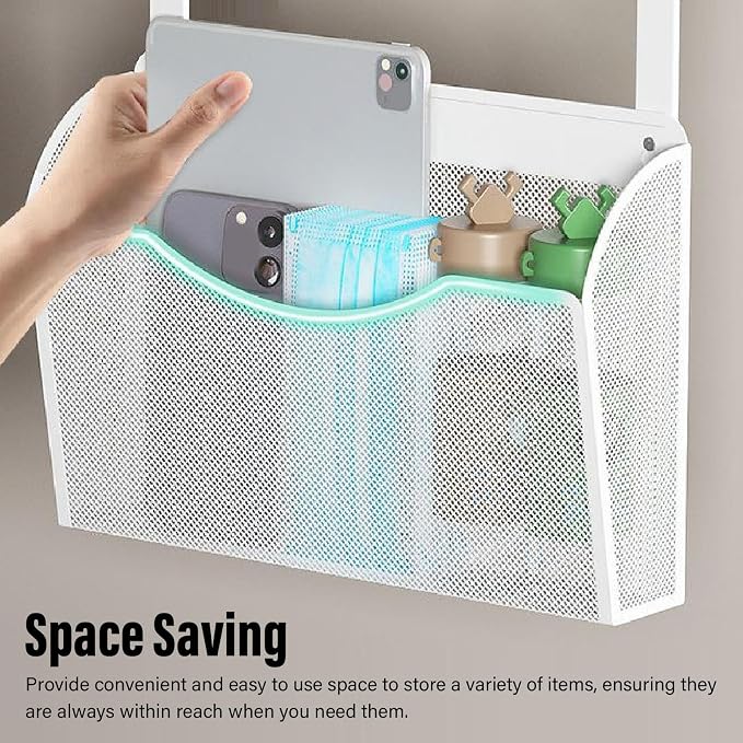 TOPINCN Desk Side Storage, Adjustable Hanging Under Desk Storage Organizer Clamp on Desk Organizer for Office Dormitory and Home (White)
