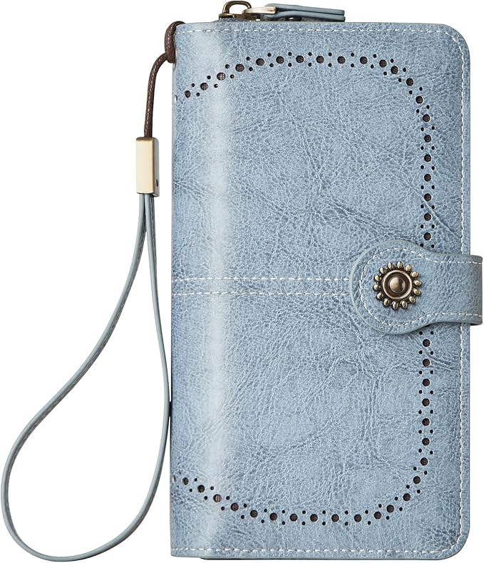 TFKGS Wallet for Women RFID Blocking Leather Large Capacity Card Holder Ladies Phone Clutch Travel Long Purse Wristlet | RFID Blocking, Leather, Large Capacity, Ladies, Travel