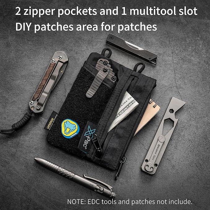 VIPERADE VE18 EDC Pouch, Pocket Organizer for Men, EDC Pocket Organizer, 3 Slots with 2 Zipper Pockets, Multitool Pouch