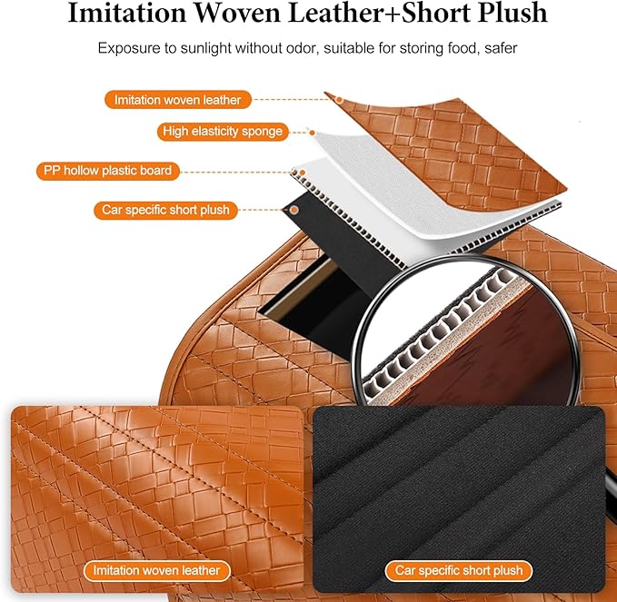 Ergocar Car Trunk Storage Organizer Leather Car Storage Box Clean Tool Accessories Container Folding Magnetic Cover Waterproof Suitable for SUV/Truck/Automotive