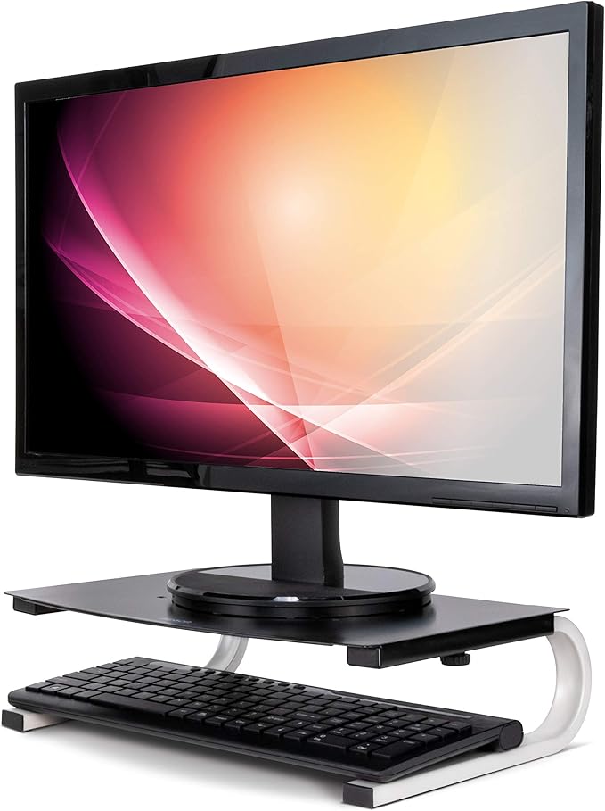 Allsop Redmond Monitor Stand, Holds 40 lbs with Keyboard Storage Space - Black (29248)