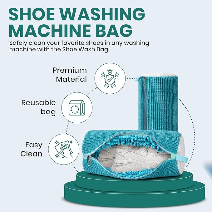 2 Pack Heavy Duty Shoe Wash Bags, 440g Reusable Sneaker Laundry Bags with Durable Zipper for Sneakers, Slippers & Boots – New2026