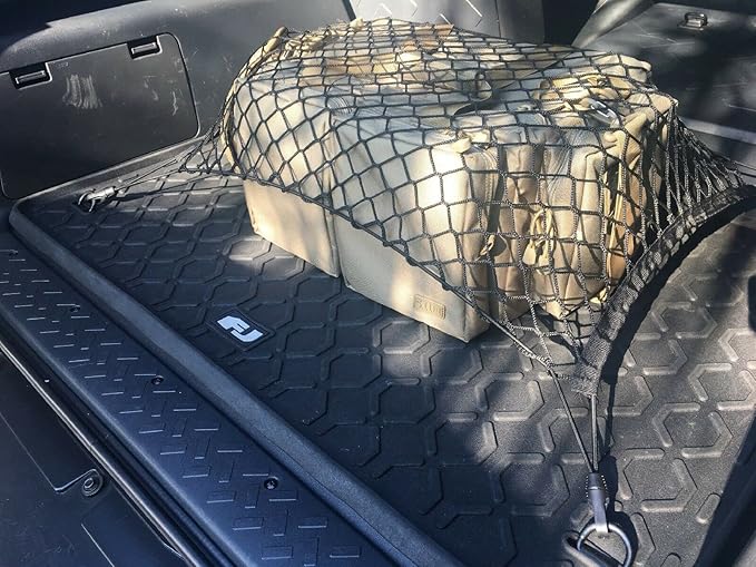 Car Trunk Floor Style Cargo Net - Made and Fit 100% Specific Vehicle for TOYOTA FJ CRUISER 2007-2014 - Elastic Mesh Storage Organizer - Premium Accessories -Trunk Luggage Netting for Toyota FJ Cruiser