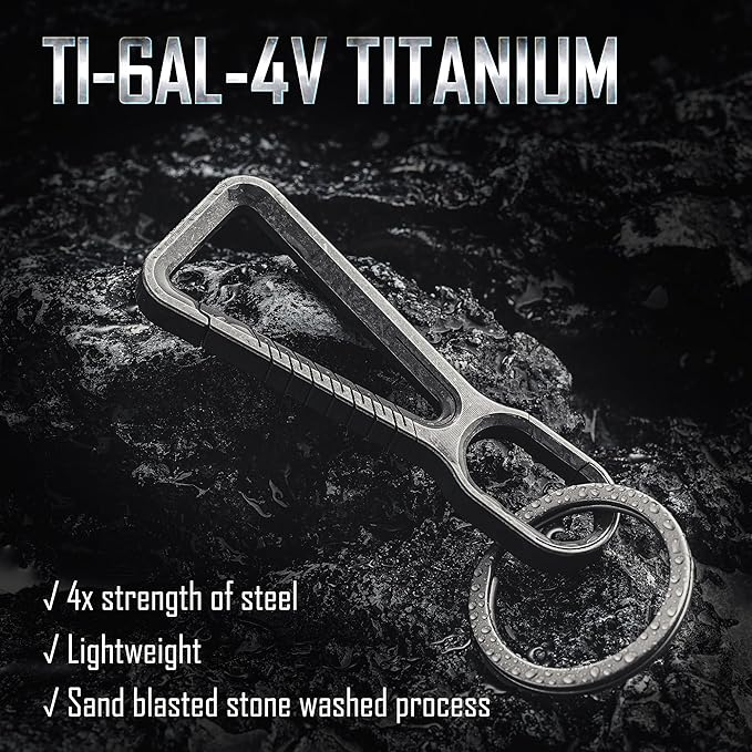 KeyUnity KM01 Titanium EDC Keychain Clip with Bottle Opener, Quick Release Carabiner Key Ring Holder for Men
