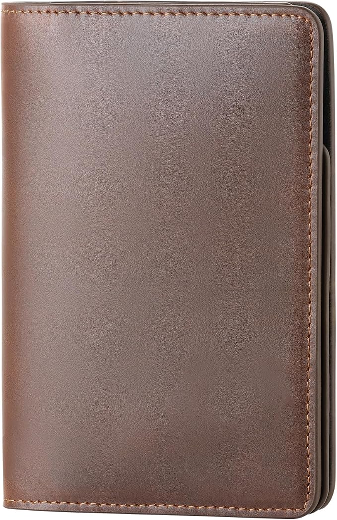 Luxury RFID Blocking Genuine Leather Passport Holder Passport Wallet for Travel Dark Brown