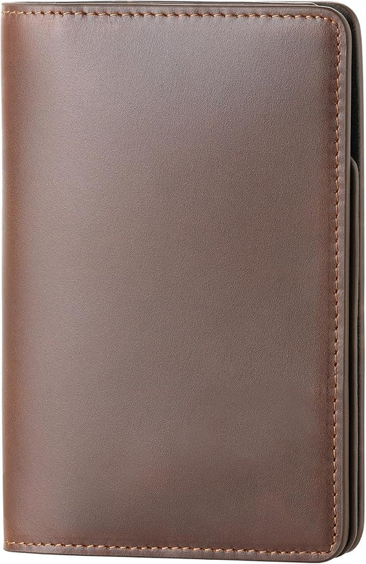 Luxury RFID Blocking Genuine Leather Passport Holder Passport Wallet for Travel Dark Brown